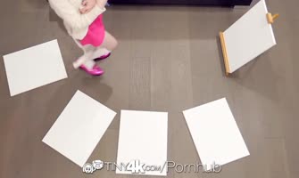 Tiny4K Petite Artist Alice Merchesi is Interrupted for Fuck Session