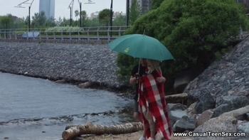 Seaside Seduction: Blonde Teen (18+)'s Anal Hookup with Girlfriend