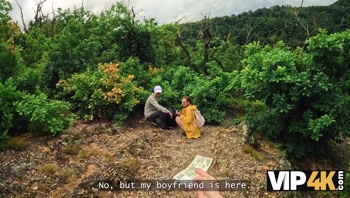VIP4K. Stretched her pussy in the forest