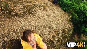 VIP4K. Stretched her pussy in the forest