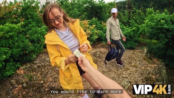 VIP4K. Stretched her pussy in the forest