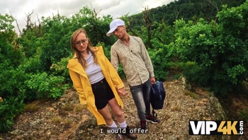 VIP4K. Stretched her pussy in the forest