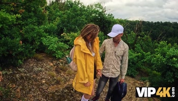 VIP4K. Stretched her pussy in the forest
