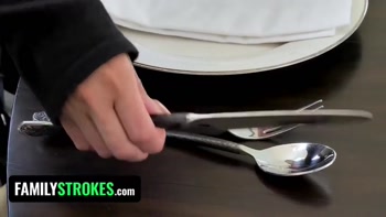 Busty Stepmom Ember Snow Masturbates While Her Tiny Asian Stepdaughter Gets Fucked By Big Black Cock