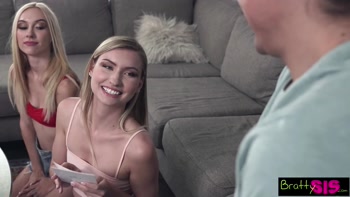 Valentine hotties Emma Sirus lets Jazmin Luv take Stepbro's Dick While She Watches