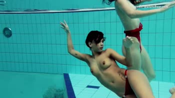 Russian Brunette Lesbians Sizzle Underwater