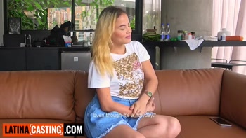 Sultry Latina Teen (18+)'s Steamy Red Lingerie Strip Tease Leads to Wild Busty Anal