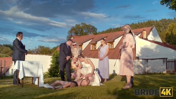 BRIDE4K. Shy bride with natural tits is fucked roughly in front of everyone in public