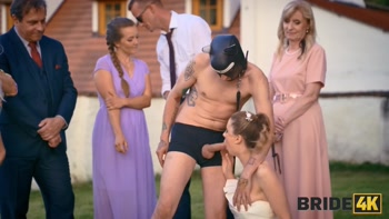 BRIDE4K. Shy bride with natural tits is fucked roughly in front of everyone in public