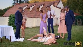 BRIDE4K. Shy bride with natural tits is fucked roughly in front of everyone in public