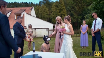 BRIDE4K. Shy bride with natural tits is fucked roughly in front of everyone in public