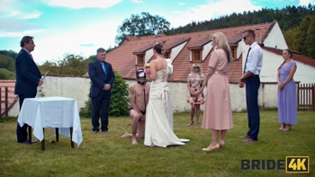 BRIDE4K. Shy bride with natural tits is fucked roughly in front of everyone in public