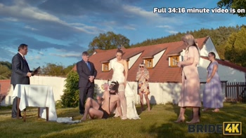 BRIDE4K. Shy bride with natural tits is fucked roughly in front of everyone in public