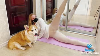Fit Blonde Irinisska's Pantyhose Workout & Stretching
