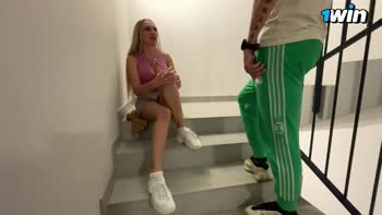 Slutty fucked and creampied on the staircase