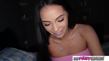 In Trouble Stepsis Hides (from Her Stepdad) in Stepbro's Bed & Fucks Him!