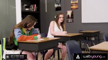Hazel Moore Teaches Her Bestie a Lesson in Classroom Lovemaking