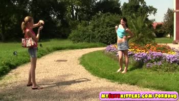 Sexy lesbian teens (18+) horny outdoors
