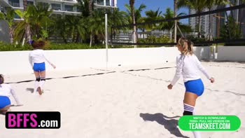 Mia Kay & Filthy Rich Score Volleyball Coach's Heart in POV Beach BFF Threesome