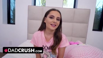 DadCrush - Horny Stud Moves Stepdaughter Aften Opals Panties And Sticks His Finger In Her Teen (18+) Pussy