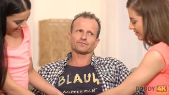 Eveline Dellai - Older Man's Temptation: Dad Seduces Stepdaughters in Sizzling Threesome