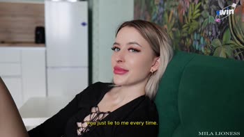 Mila Lioness Pays Debt with Wet Pussy: Russian Petite Stepsister's Blowjob Surprise