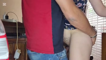 Quick cheating standing missionary with my friends wife while he is in the bathroom