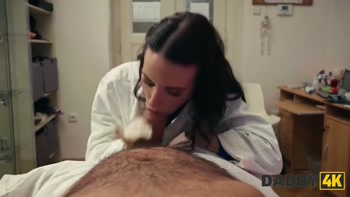 DADDY4K. Brunette nurse cheating in doctor's office with daddy
