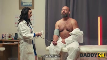 DADDY4K. Brunette nurse cheating in doctor's office with daddy