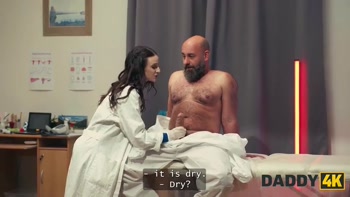 DADDY4K. Brunette nurse cheating in doctor's office with daddy