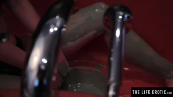 Petite Brunette's Bathtub Orgasm: Fingering Her Way to Bliss