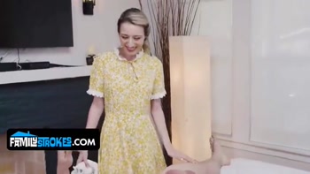 Stepdaughters Give a Sensual Erotic Massage with Happy Ending to Their Stepdads
