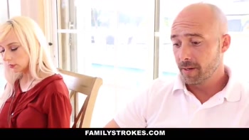 Sexy blonde gets dicked down by bald Stepdaddy