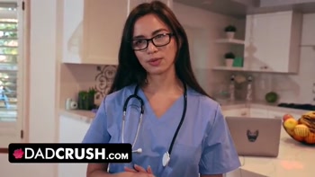 DadCrush - Cute Nurse Stepdaughter Scarlett Alexis Tests How Long Stepdad Can Last Without Cummming