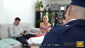 DADDY4K. Young sexy blondie jumped on veteran's dick