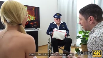 DADDY4K. Young sexy blondie jumped on veteran's dick