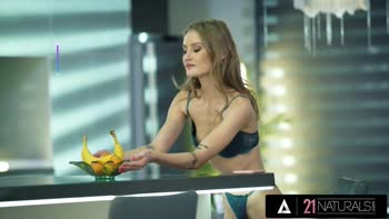 Tiffany Tatum's All-Natural Seduction: A Petite Blonde's Fiery Kitchen Tryst