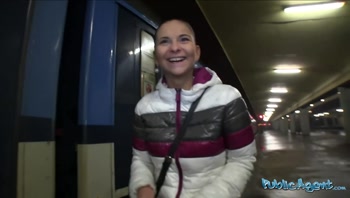 Public Agent - Teen (18+) with slippery tight pussy comes to my room instead of catching the train