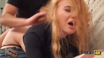 DEBT4k. Perfectly looking ginger gets rid of debts after hot sex