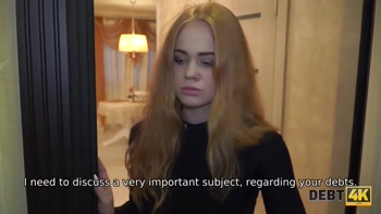 DEBT4k. Perfectly looking ginger gets rid of debts after hot sex
