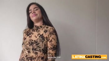 Colombian Lingerie Teen (18+) Brunette Model Swallows Cumshot In Audition