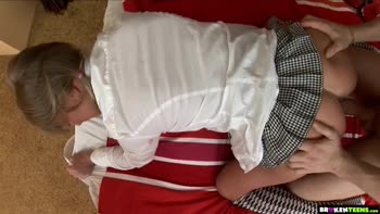 Blonde Teen (18+) Slips Out to Get Stretched by a Big Cock