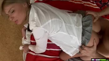 Blonde Teen (18+) Slips Out to Get Stretched by a Big Cock