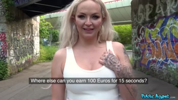 Blonde British Busty Student get HUUUUUUGE Facial in Public - Public Agent