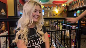 Eva Elfie's Blonde Bombshell Facial in the Sports Bar