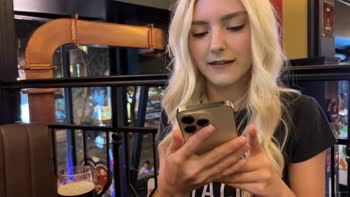 Eva Elfie's Blonde Bombshell Facial in the Sports Bar