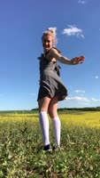 Dina-light's Field Seduction in White Socks & Sexy Dress