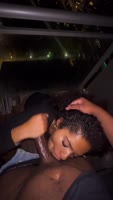BuffaloHefner716's Sloppy Bliss: Amateur Ebony Deepthroats Daddy's BBC in Public