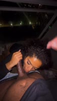 BuffaloHefner716's Sloppy Bliss: Amateur Ebony Deepthroats Daddy's BBC in Public