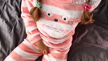 hotiMary's Pajama Pleasure: Petite Babe Masturbates to Bliss